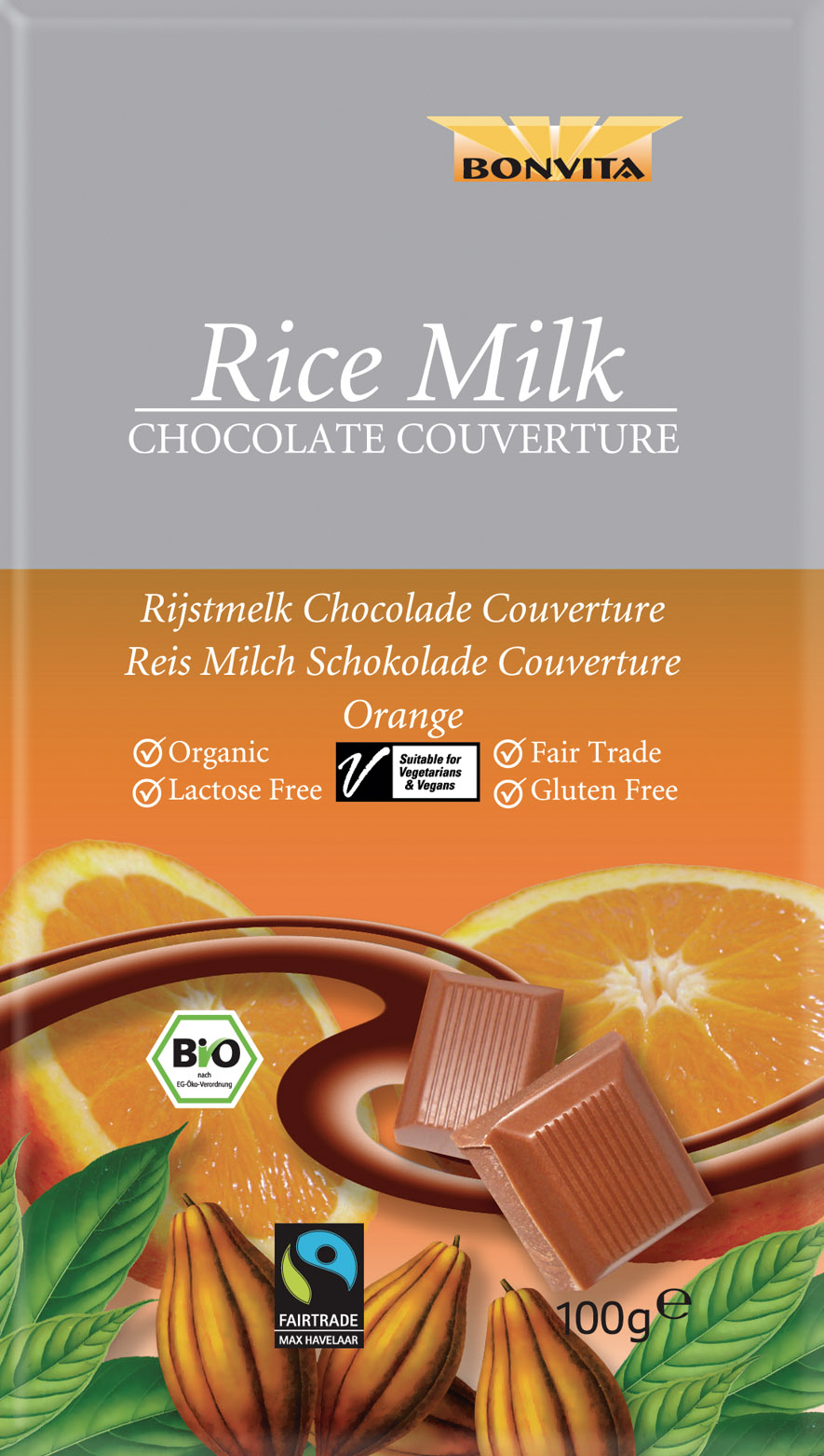 Bio-Reismilch-Schokolade-Orange-Bonvita Bio laktosefreie Reismilch Schokolade Orange