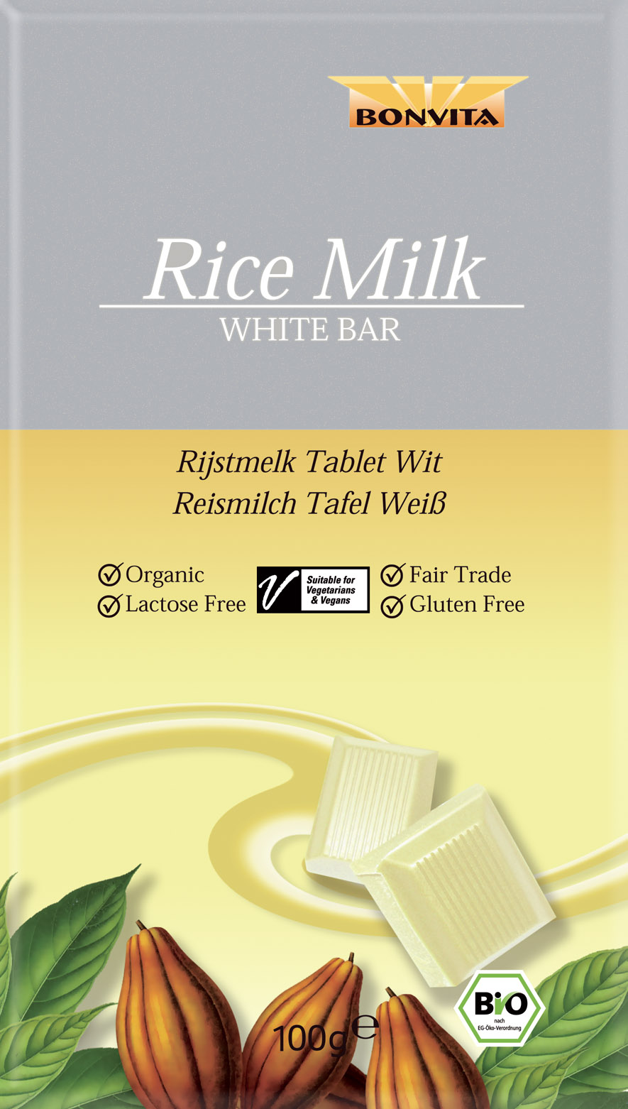 Bio-Reismilchschokolade-vegan-weiss-Bonvita Bio weisse Schokolade White Bar, m. Sonnenblumenöl